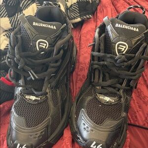 Balenciaga Black Chunky Mesh & Leather Sneakers